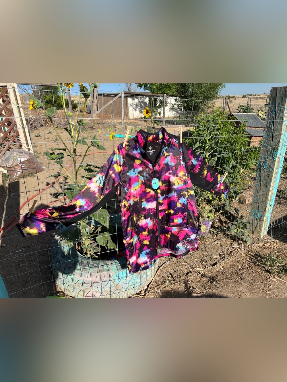 LuLaRoe Rise Tie-Dye Active Jacket in Pink, Blue & Yellow
